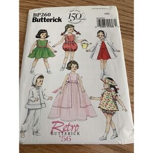 Butterick P260 6001 18 inch Retro Doll Clothes Dress Coat Snowsuit Shorts Uncut